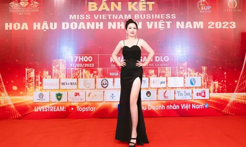 Người đẹp trí tuệ Nguyễn Ngọc Trang diện dạ hội đen nổi bật tại bán kết Hoa hậu Doanh nhân Việt Nam 2023